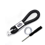 Subaru Logo PU Leather Braided Rope Car Keychain