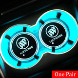 2pcs Buick Logo Car Water Coasters 7-color LED Light Cup Mat Holder