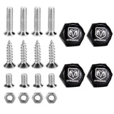 4pcs/set Dodge Logo Stainless Steel Car License Plate Bolts