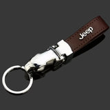 Jeep Leopard PU Leather Car Keychain Key Ring Pendant