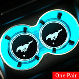 2pcs Ford Mustang Shelby Car Water Coasters 7-color LED Light Cup Mat Holder