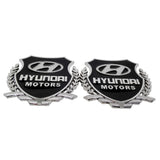 2PCS Hyundai Metal Car Rear Sticker Shield Trunk Emblem Badge Decal