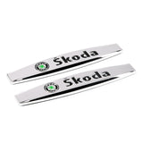 2pcs Skoda Metal Car Fender Side Badge Decal Rear Emblem Sticker