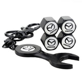 4pcs/set Mazda MS Logo Car Air Valve Stem Cap Auto Tyre Valve Covers with Wrench