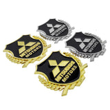 2PCS Mitsubishi Metal Car Rear Sticker Shield Trunk Emblem Badge Decal