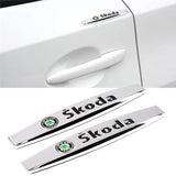 2pcs Skoda Metal Car Fender Side Badge Decal Rear Emblem Sticker