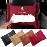 Peugeot Suede Car Tissue Box Holder Seat Back Hanging Napkin Storage Bag