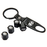 4pcs/set Hyundai Car Air Valve Stem Cap Auto Tyre Valve Covers with Keychain