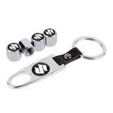 4pcs/set Suzuki Car Air Valve Stem Cap Auto Tyre Valve Covers with Keychain