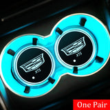 2pcs Cadillac Logo Car Water Coasters 7-color LED Light Cup Mat Holder