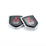 2PCS Mitsubishi Ralliart Metal Car Rear Sticker Shield Trunk Emblem Badge Decal