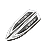 2pcs Mitsubishi Ralliart Metal Car Side Fender Emblem Sticker Decal