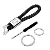 Peugeot Logo PU Leather Braided Rope Car Keychain