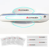 8pcs Citroen Car Door Handle Bowl Wrist Transparent Protector Anti-collision Decal