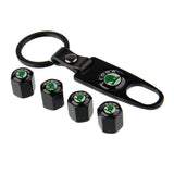 4pcs/set Skoda Car Air Valve Stem Cap Auto Tyre Valve Covers with Keychain