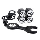 4pcs/set Infiniti Logo Car Air Valve Stem Cap Auto Tyre Valve Covers with Wrench