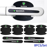 Skoda Carbon Fiber Car Door Bowl Handle Anti-collision Protective Stickers Scratches Film