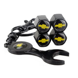 4pcs/set Chevrolet Corvette Logo Car Air Valve Stem Cap Auto Tyre Valve Covers with Wrench