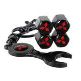 4pcs/set Mitsubishi Ralliart Logo Car Air Valve Stem Cap Auto Tyre Valve Covers with Wrench