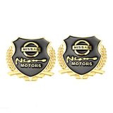 2PCS Nissan Metal Car Rear Sticker Shield Trunk Emblem Badge Decal