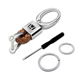 Honda Logo PU Leather Braided Rope Car Keychain