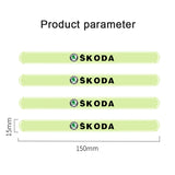 4pcs Skoda Luminous Car Door Bumper Strip Anti-collision Protection Sticker