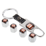 4pcs/set SEAT Car Air Valve Stem Cap Auto Tyre Valve Covers with Keychain
