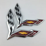 Chevrolet Corvette Logo ABS 17x12cm Car Front Sticker Decal 15.5x10.7cm Auto Rear Emblem Badge