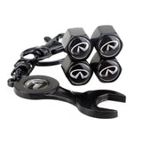 4pcs/set Infiniti Logo Car Air Valve Stem Cap Auto Tyre Valve Covers with Wrench