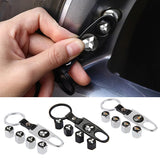 4pcs/set Mitsubishi Ralliart Car Air Valve Stem Cap Auto Tyre Valve Covers with Keychain
