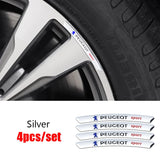 4pcs/set 9cm Peugeot Aluminum Alloy Car Wheel Rim Tyre Sticker