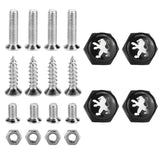 4pcs/set Peugeot Logo Stainless Steel Car License Plate Bolts