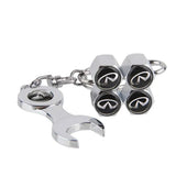 4pcs/set Infiniti Logo Car Air Valve Stem Cap Auto Tyre Valve Covers with Wrench