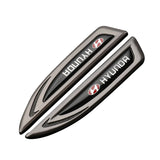 2pcs Hyundai Metal Car Fender Side Stickers Badge Decals