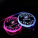 2pcs Buick Logo Car Water Coasters 7-color LED Light Cup Mat Holder