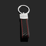 Mercedes Benz AMG Logo Metal Car Keychain Carbon Leather Keyring Pendant
