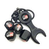 4pcs/set Toyota GR Logo Car Air Valve Stem Cap Auto Tyre Valve Covers with Wrench