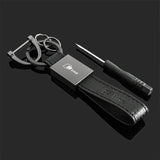 Audi RS Sline Leather Car Logo Keychain Metal Keyring Pendant