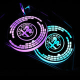 2pcs Alfa Romeo Logo Car Water Coasters 7-color LED Light Cup Mat Holder
