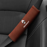 2pcs 21x6cm Renault Logo Suede Car Seat Safety Belt Pads Shoulder Protection Cover