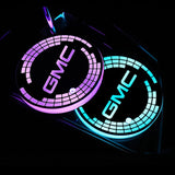2pcs GMC Logo Car Water Coasters 7-color LED Light Cup Mat Holder