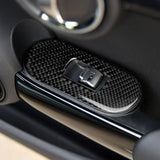 2pcs Carbon Fiber Car Window Lifting Key Panel Decorative Stickers Cover for Mini Cooper