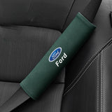 2pcs 21cm Ford Logo Suede Car Seat Safety Belt Pads Shoulder Protection Cover
