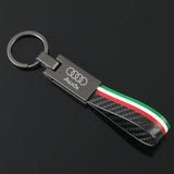 Audi Car Logo Leather Keychain Pendant Key Ring Holder