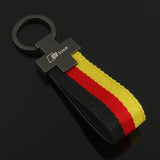 Audi RS Sline Car Logo Nylon Webbing Metal Keychain Key Ring