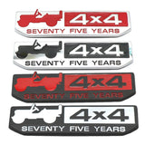 Jeep 4x4 75 Years Logo Metal Car Front Grille Emblem Badge Trunk Sticker Decal