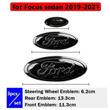 3pcs Stainless Steel Car Steering Wheel Sticker Auto Front Head Decal Rear Emblem Badge for Ford Focus Edge STline Territory Mondeo TAURUS Escort Everest Decoration