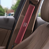 2pcs 33cm Audi Logo Suede Car Seat Safety Belt Pads Shoulder Protection Cover