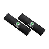 2pcs 21cm Skoda Logo Suede Car Seat Safety Belt Pads Shoulder Protection Cover