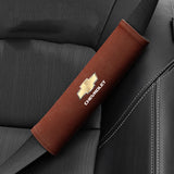 2pcs 21cm Chevrolet Logo Suede Car Seat Safety Belt Pads Shoulder Protection Cover